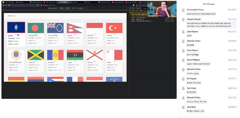 Screenshot of the app developed during the workshop. It shows many different flags from countries all around the world.